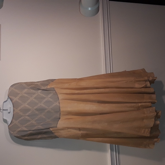 Gary graham raime tan/grey sleeveless oversized dress 8 - Picture 4 of 7